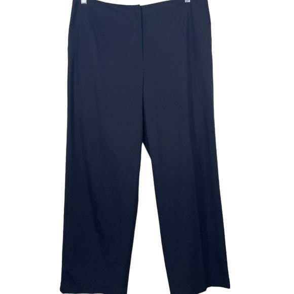 Talbots Wide Leg Black High Rise Pant Flat Front Viscose Blend Side Pockets Sz18 - Picture 2 of 8